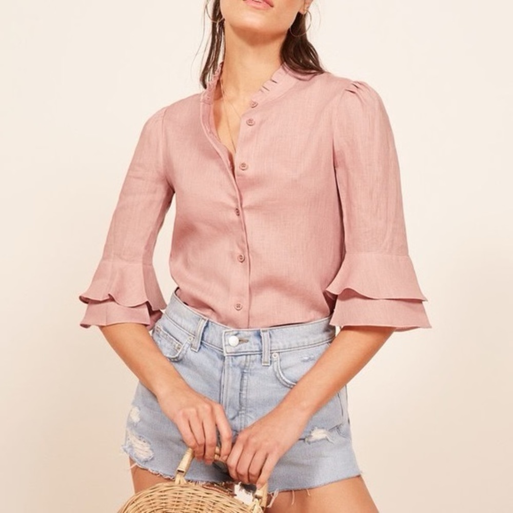 REFORMATION Bloom linen top